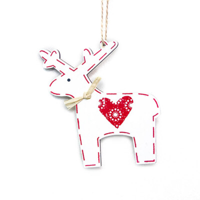 

1 Pc Christmas Tree Wood Painted Elk Pendant Christmas Party Decor Deer Pendants