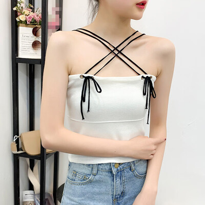 

Womens Spaghetti Strap Solid Crisscross Knitted Camisole