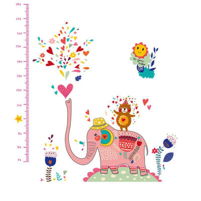 

Cartoon Elephant Height Stickers Kindergarten Kids Room Decor Wall Sticker