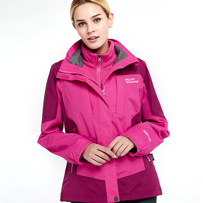 

El Monte ALPINT MOUNTAIN Jackets three-in-one outdoor men&women couples fleece two-piece waterproof warm jacket winter clothes 650-692 rose red female S