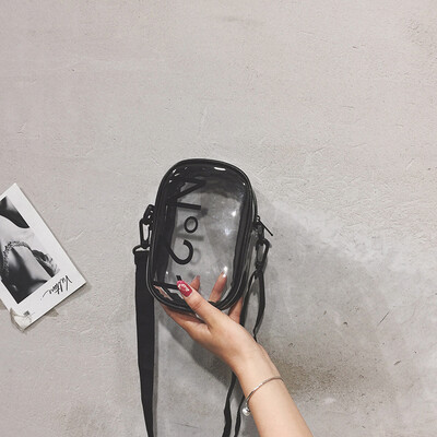 

New small bag female 2019 new Korean version of the wild letter transparent shoulder Messenger bag ins jelly small round bag