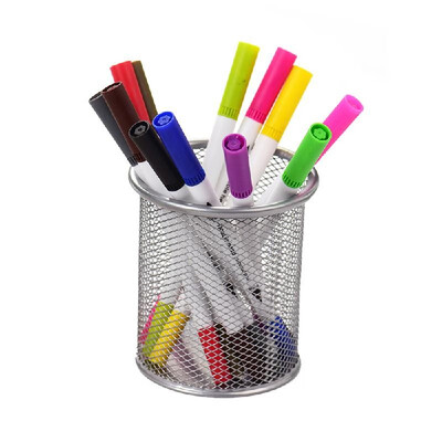

Mesh Pen Pencil Holder Metal Pen Organizer Storage Stationery Container Round Padded Base for Desk School Office
