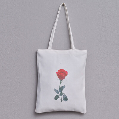 

Tailored Fashion Women Rose Print Shoulder Bag Large Tote Canvas Shoulder Bag