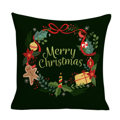 

Tailored Happy Christmas Cushion Cover Square Pillow Case Home Decor