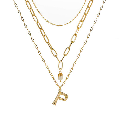 

natural freshwater pearl A-Z 26 Initial Pendant Letter Necklace For Women Gold Letter Wholesale Jewelry Gift for Love Friends