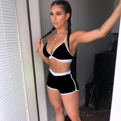 

Sexy Women Swimsuits Contrast Color Push Up Padded Bra Bottoms Bikini Swimwear Bathing Suits