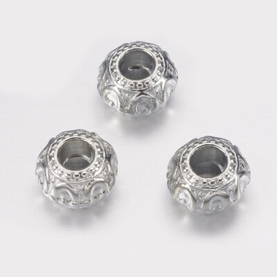 

Alloy European Beads Rondelle Platinum 10x657mm Hole 3mm