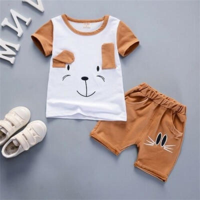 

2Pcs Toddler Infant Kids Baby Boys Clothes T-shirt TopsDog Pants Outfits Set