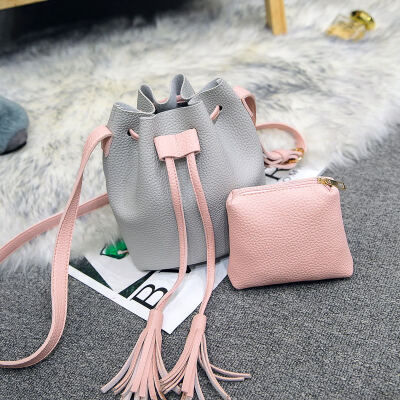 

2017 Handbag Organizer Small Cute Bucket Bag PU Leather Crossbody Handbags Women Feminina Bags Bolsos bags 2 set