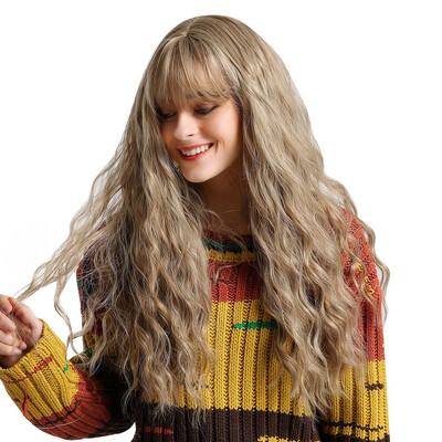 

〖Follure〗Chemical Fiber Hair Wig Women Long Curly Hair Cold Brown Can Be Ironed Curly Wig