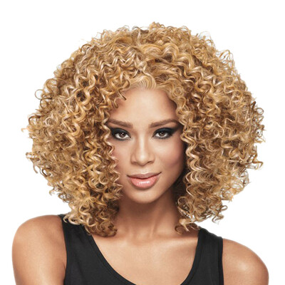 

〖Follure〗Fashion Rose Hair Net Full Curly Wig Bob Wave Hair Black Women Synthetic Wigs
