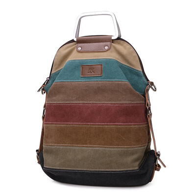 

Tailored Women Ladies Girls Retro Canvas Multi-Color Tote Handbag Shoulder Backpack Bag