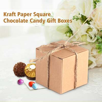 

50PCS Brown Kraft Paper Square Wedding Favor Candy Chocolate Gift Party Supply BoxesKraft paper boxWedding candy box