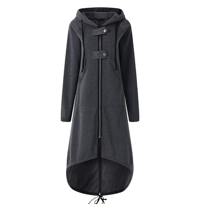 

Toponeto Women Fashion Hooded Jacket Long Sleeve Long Solid Coat With Pocket