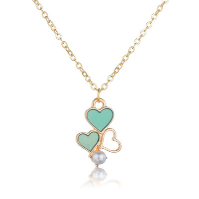 

Korean Style Hearts With Pearl Pendants&Necklaces Romantic Heart Fashion Chain Necklace Handmade Jewelry For Wedding Party
