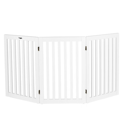 

30" Freestanding Three Panels Wood Divider Free Standing Pet Gate White