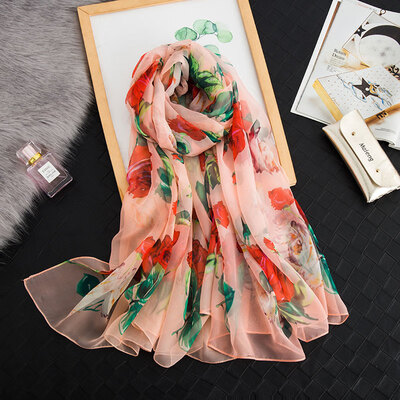 

Korean version of autumn&winter new rich flower scarf female summer sunscreen shawl wild dual-use beach towel seaside scarf