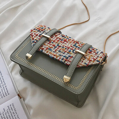 

Autumn small bag woolen cloth stitching new 2019 Joker shoulder bag fashion chain Korean Messenger bag