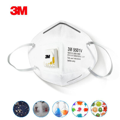 

3M 9501V Dustproof Masks Activated Carbon Dust Mask with Valve for Exhaust Gas Pollen Allergy PM25 Mouth Mask for Running Cycling