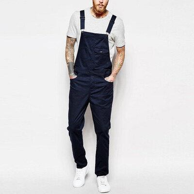 

Gobestart Mens Jeans Wash Overall Jumpsuit Streetwear Pocket Suspender Pants Trousers
