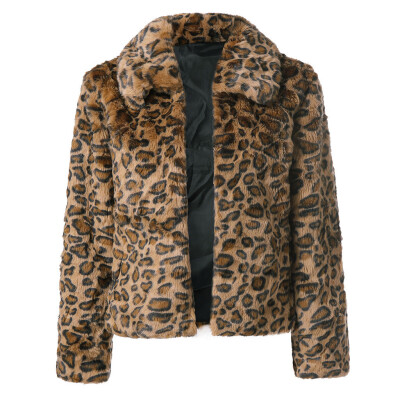 

Roseonmyhand Womens Leopard Print Artificial Coat Jacket Winter Parka Outerwear