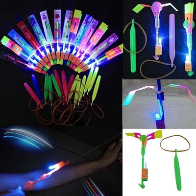 

〖Follure〗10pc Amazing Led Light Arrow Rocket Helicopter Flying Toy Party Fun Gift Elastic