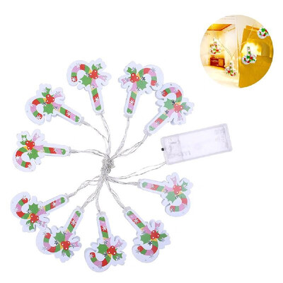 

10Led Metal Alpaca Santa Claus Bell Walking Stick Star Fariy String Lights for Christmas Holiday Wendding Party Night Living Be