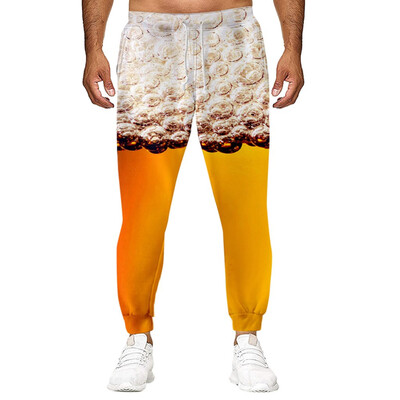 

Gobestart Mens Casual Loose Long Pants Beer Festival New Style 3D Printing Trousers