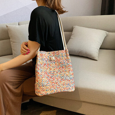 

Tailored Womens Bag Bucket Bag Shoulder Bag Color Stitching Crossbody Bag