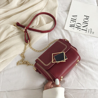 

Ins texture on the new retro sanding small square bag leisure chain bag woman 2019 new small bag slanted womens bag