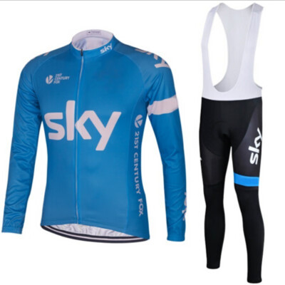 

2018 pro team Sky winter thermal fleece cycling jersey bicycle clothing set ropa ciclismo invierno MTB bike jersey bib pants kit