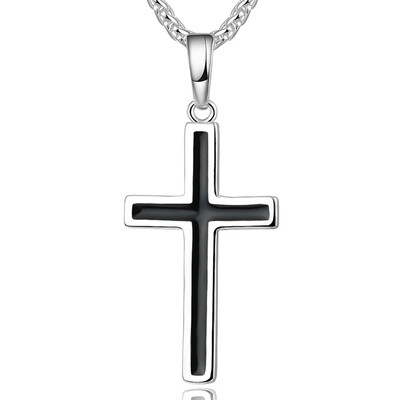 

Necklace Stainless Religious Christian Jewelry For MenWomen Gold Silver Color Christmas Gifts Cross Enamel Pendant
