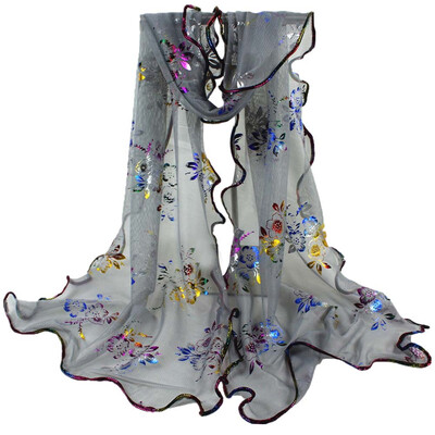 

Gobestart Women Colorful Flower Printing Lace Scarf Long Soft Wrap Shawl Stole Pashmina