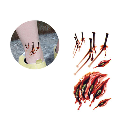 

〖Follure〗Waterproof Temporary Tattoo Sticker Scar Terror Wound Blood Injury Halloween Hot