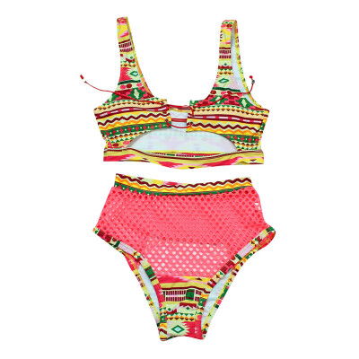 

Saidsome Women Two Pieces Lace Up Bandage Bikini Swimsuit Set High Waisted Bathing Suit