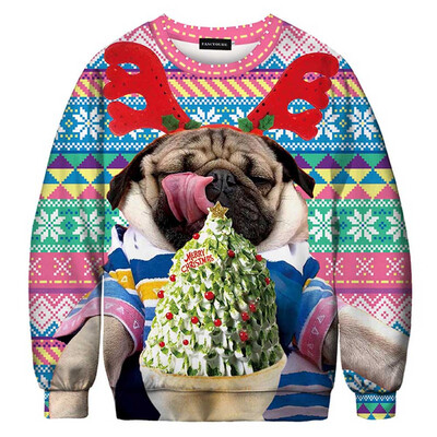 

goldstrings Funny 3D Digital Christmas Printed Sweater Crew Neck Long Sleeve Pullover Sweatshirt