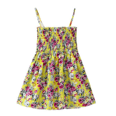 

2-7T Casual Girls Sweet Sleeveless Floral Wrap Chest Beach Slip Dresses