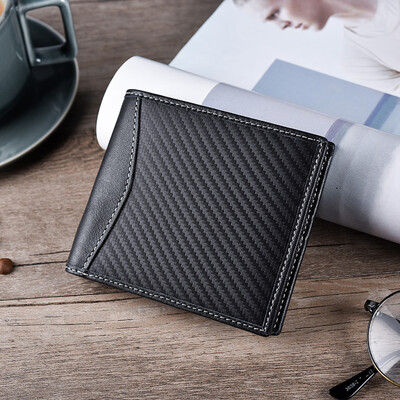 

Tailored Men Carbon Fiber Leather Wallet Anti-magnetic Wallet Mens Cow Leather Wallet