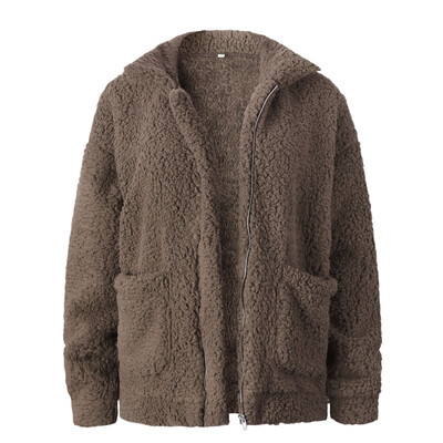 

Fashion Woman Fake Fur Coat Loose Long Sleeve Warm Fleece Basic Jacket Outwear