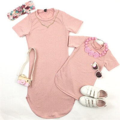 

Womens Girl Summer Short Sleeve Casual Dress Family Matching Stripe Camouflage Dress Mother Daughter