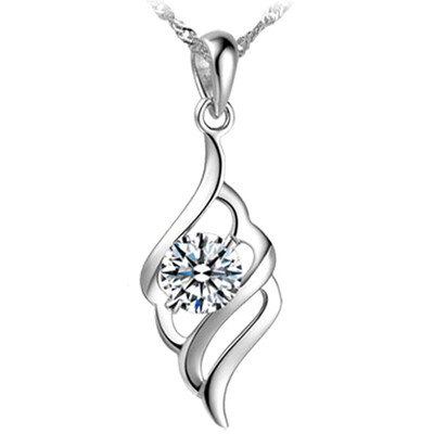 

2019 Colorful Crystal Luxury Feather Angel Wings Silver Charm Chocker Necklaces Pendants Fashion Jewelry For Women Drop shipping