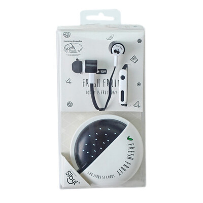 

Cute Cat Pattern Earphone Fashion Novel Fruit Pattern Storage Box Headphones Beautiful Universal Practical Earphones