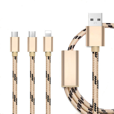 

3 in 1 USB Cable for Mobile Phone Type C Braid Charger Cable for iPhone Samsung Fast Charging Cable V8 Micro USB Charger Cord