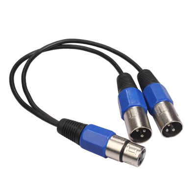 

03m 1ft 3pin XLR Female to Dual 2 Male Plug Y Splitter Cable Adapter Wire