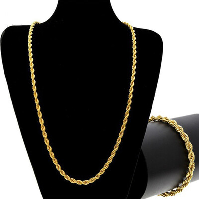 

Gold Color Filled Necklace Chain For Men And Women Necklace Bracelet Set Gold Rope Chain Necklace High Quality