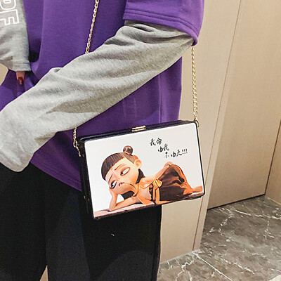 

Print small bag female 2019 summer new wave Korean version of the wild Messenger bag chain box bag fashion small square bag