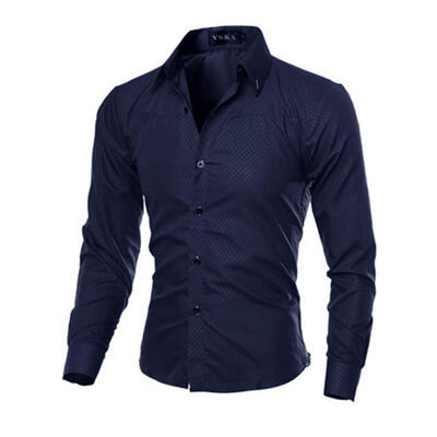 

Simple Casual Men Solid Color Slim Long Sleeve Business Shirt
