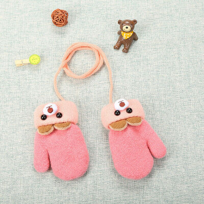 

Winter Warm Toddlers Baby Boy Girl Kids Thick Fur Cartoon Bear Gloves Mittens