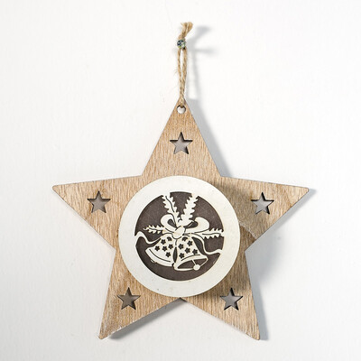 

Siaonvr Christmas Decor Wooden Cutout Pentagram Xmas Lights Christmas Tree Light Pendant