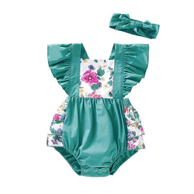 

2Pcs Newborn Baby Girl Floral Romper Jumpsuit Bodysuit Headband Clothes Outfits